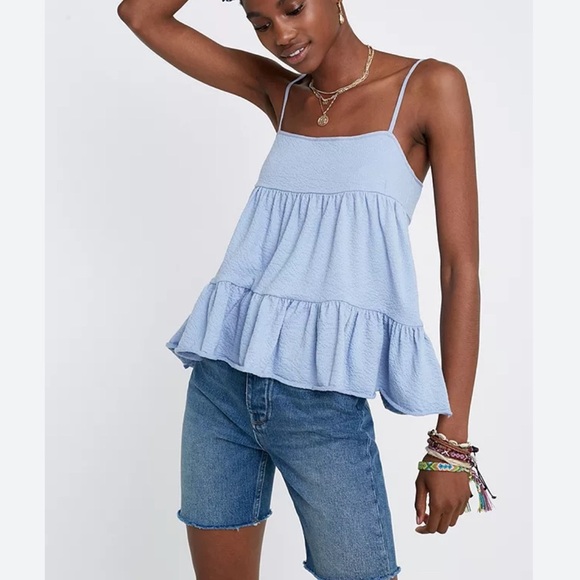 Urban Outfitters Tops - Urban Outfitters Babydoll Cami Flowy Open Back Feminine Blue Tank Women’s Med
